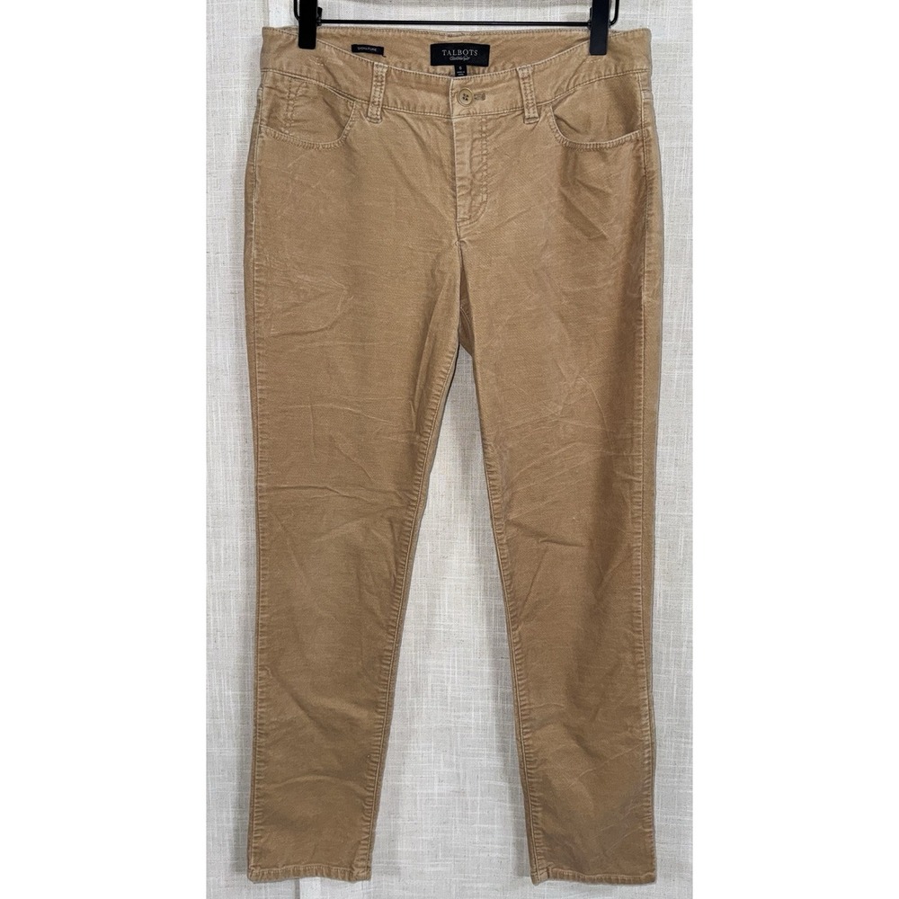 Talbots Signature Velour Velvet Women's Pants Sz. 6 Tan Khaki Soft Trousers